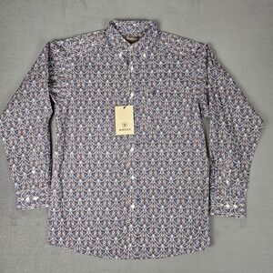 Ariat Shirt Mens Small Blue Tegan LS Classic Fit Long Sleeve‎ Cotton Paisley NWT